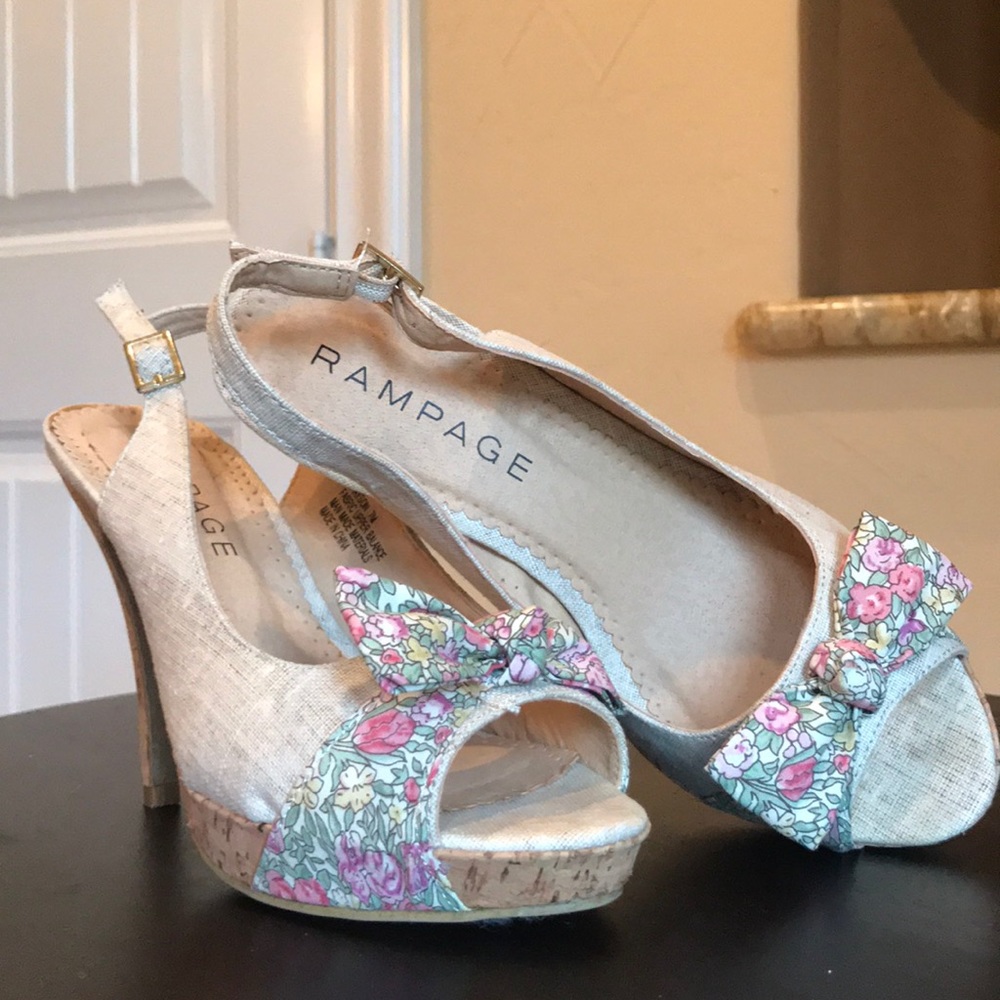 High heel - cork heel fabric upper